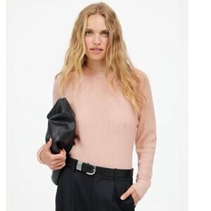 Madewell Blush Ribbed Alpaca Blend Crewneck Sweater XL Quiet Luxury Coquette